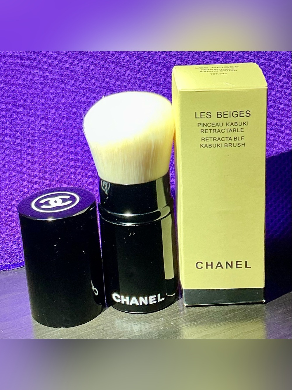 CHANEL Black and Beige Retractable Kabuki Brush